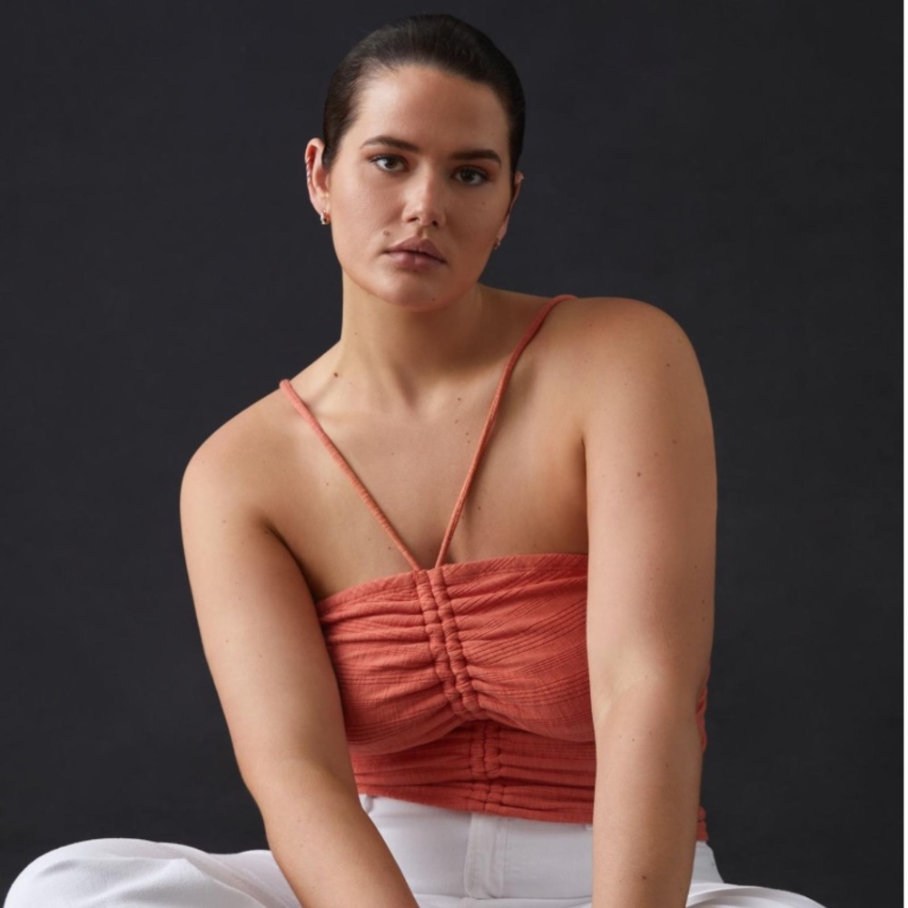 PILCRO | Ruched Ribbed Halter Sz M